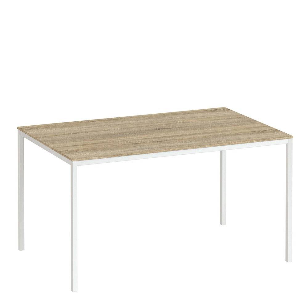 Family Dining Table 140cm Oak Table Top With White Legs - Price Crash Furniture
