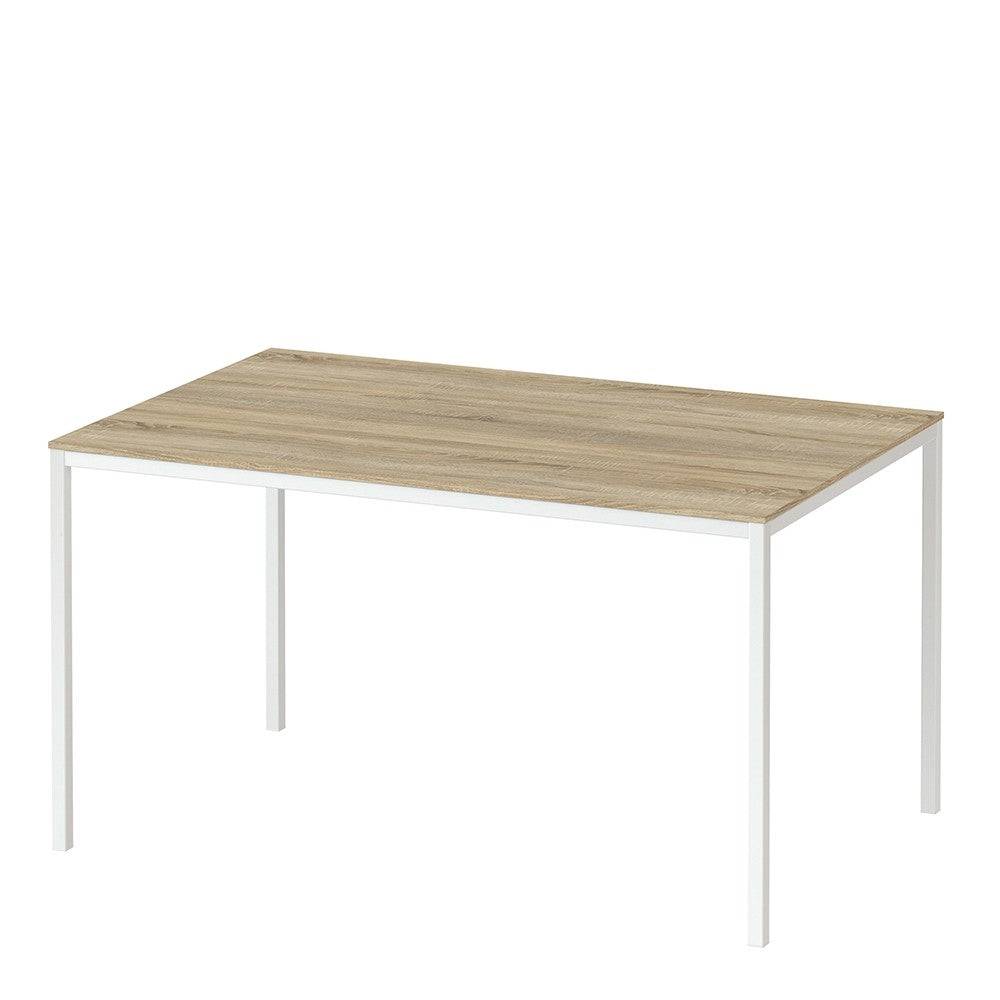 Family Dining Table 140cm Oak Table Top With White Legs - Price Crash Furniture