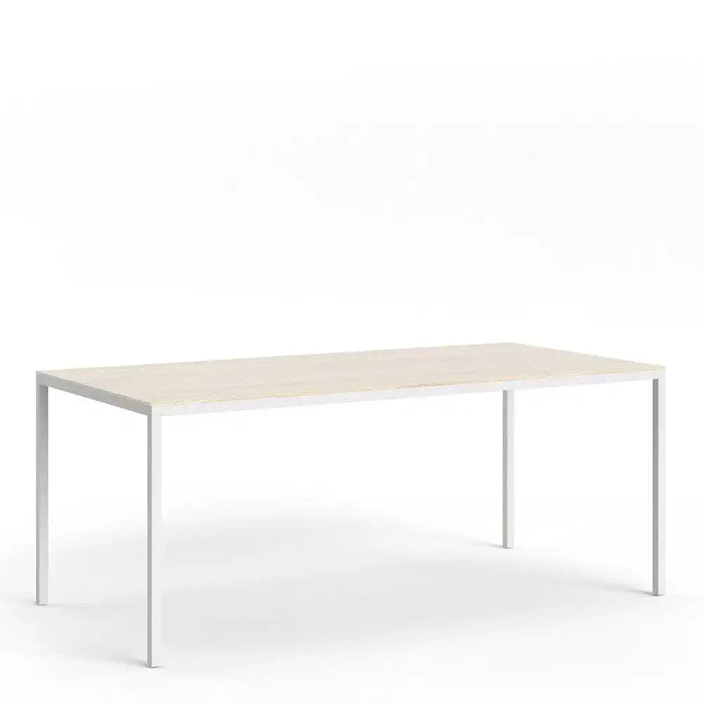 Family Dining Table 180cm Oak Table Top With White Legs - Price Crash Furniture