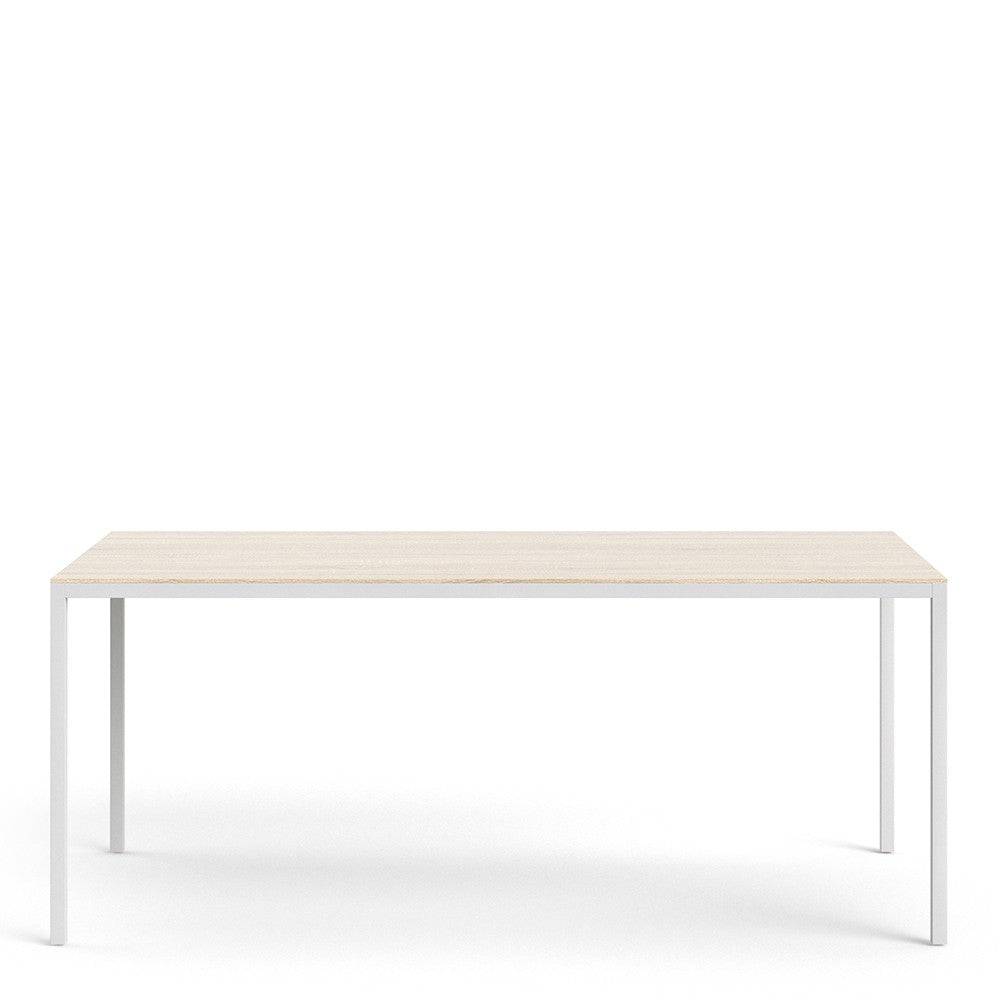 Family Dining Table 180cm Oak Table Top With White Legs - Price Crash Furniture