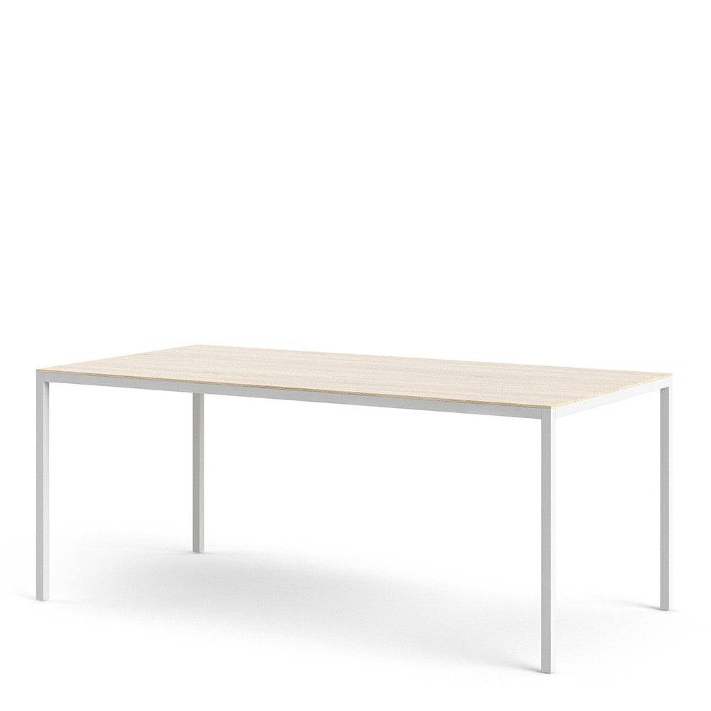 Family Dining Table 180cm Oak Table Top With White Legs - Price Crash Furniture