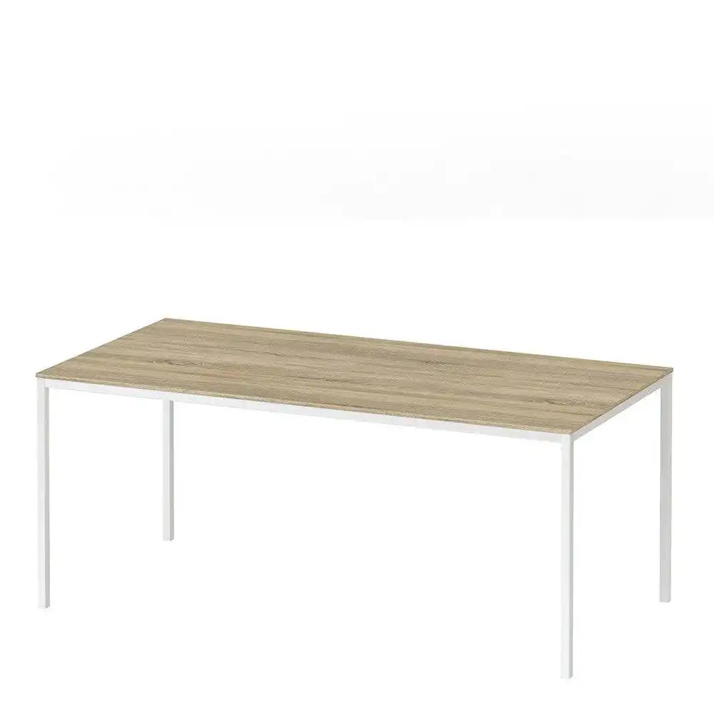 Family Dining Table 180cm Oak Table Top With White Legs - Price Crash Furniture