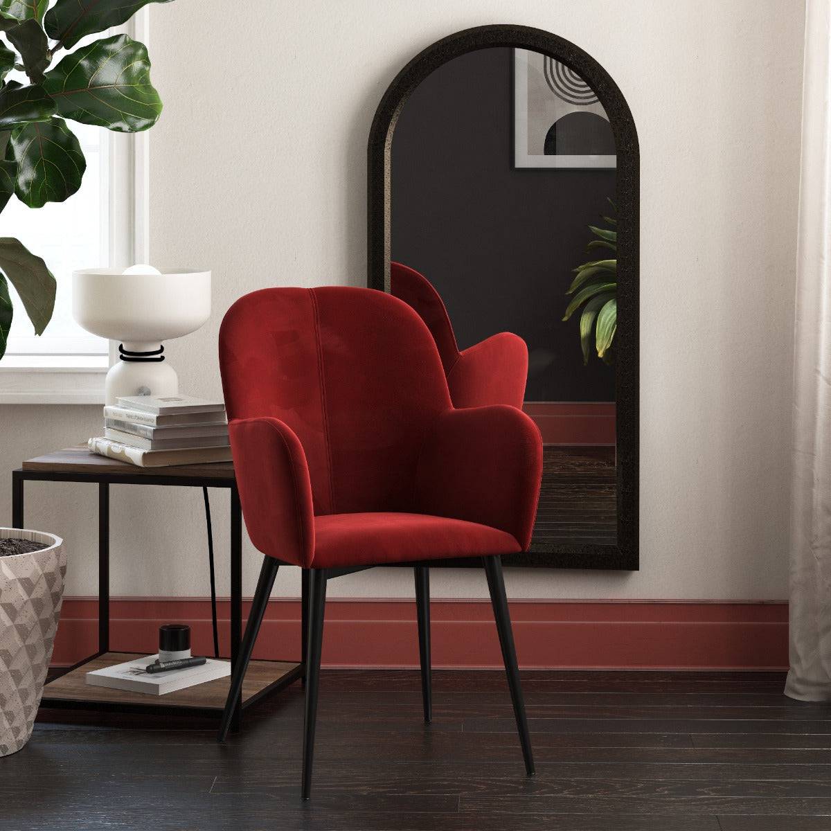 Fitz velvet Accent and Bedroom Chair in Burgundy Red by Dorel - Price Crash Furniture