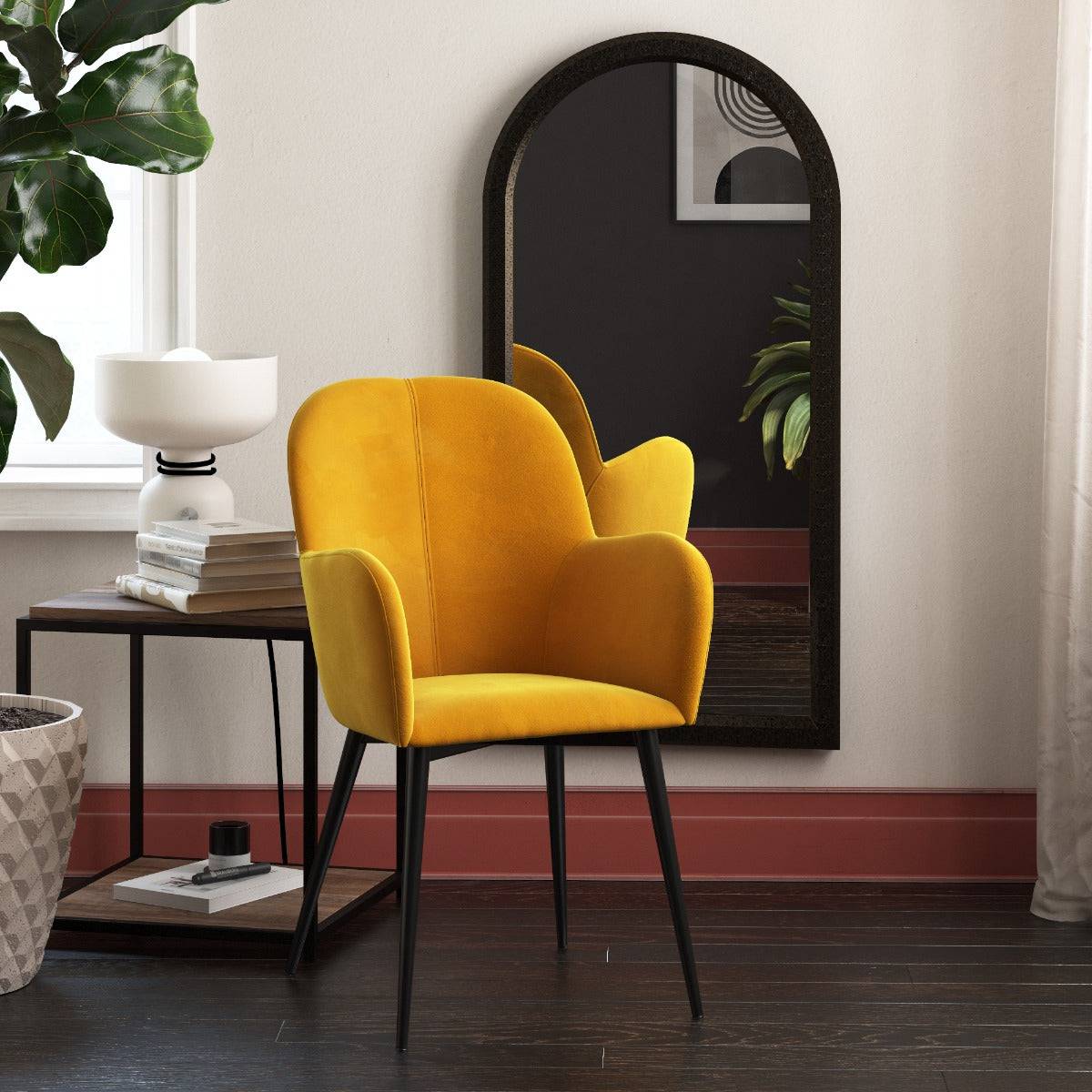 Fitz Velvet Accent and Bedroom Chair in Mustard Yellow by Dorel - Price Crash Furniture