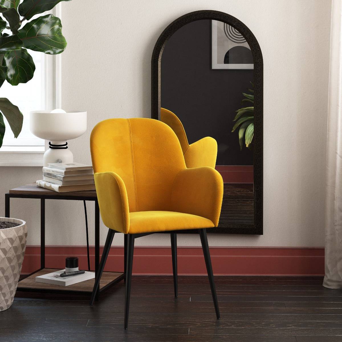 Fitz Velvet Accent and Bedroom Chair in Mustard Yellow by Dorel