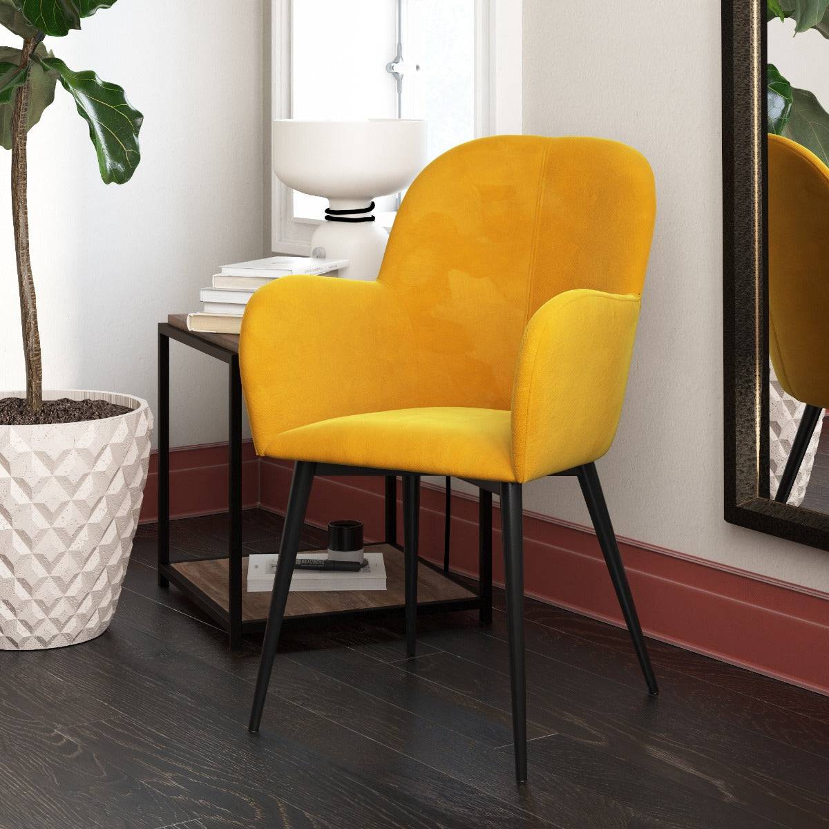 Fitz Velvet Accent and Bedroom Chair in Mustard Yellow by Dorel - Price Crash Furniture