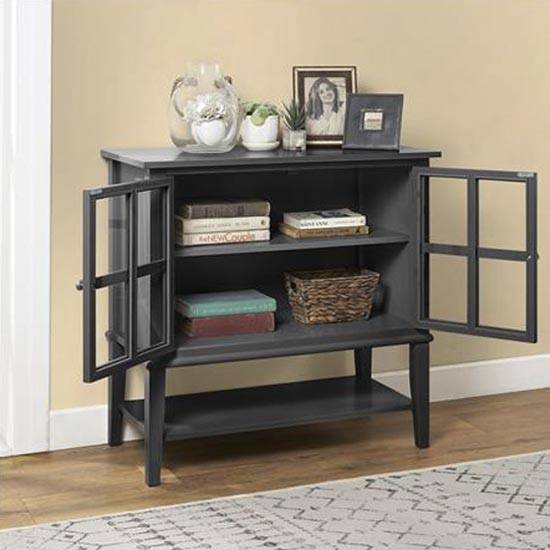 Franklin Storage Cabinet with 2 Glazed Doors in Black by Dorel - Price Crash Furniture