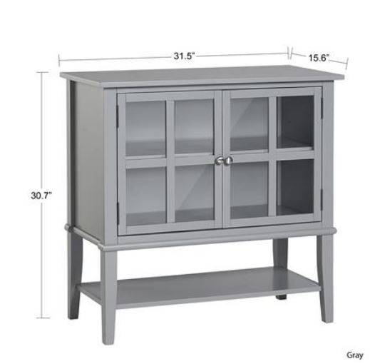 Franklin Storage Cabinet with 2 Glazed Doors in Grey by Dorel - Price Crash Furniture