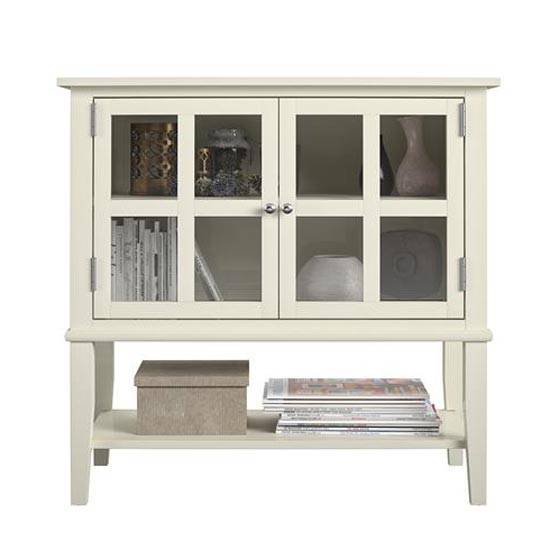 Franklin Storage Cabinet with 2 Glazed Doors in White by Dorel - Price Crash Furniture