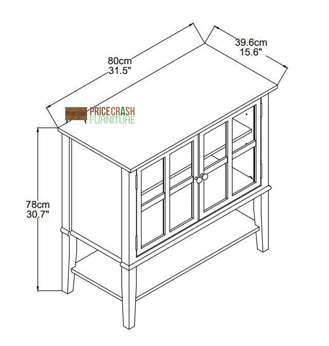 Franklin Storage Cabinet with 2 Glazed Doors in White by Dorel - Price Crash Furniture