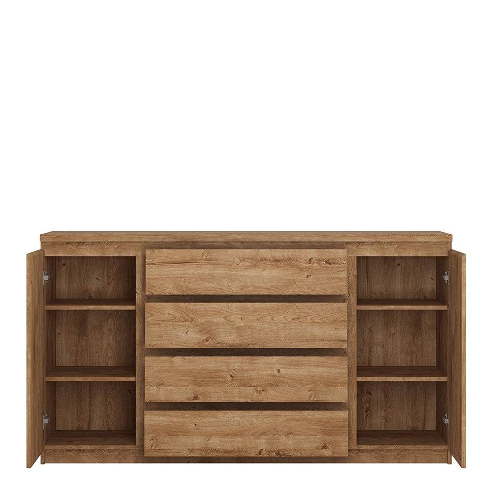 Fribo 2 Door 4 Drawer Sideboard Buffet Unit in Golden Oak (large) - Price Crash Furniture