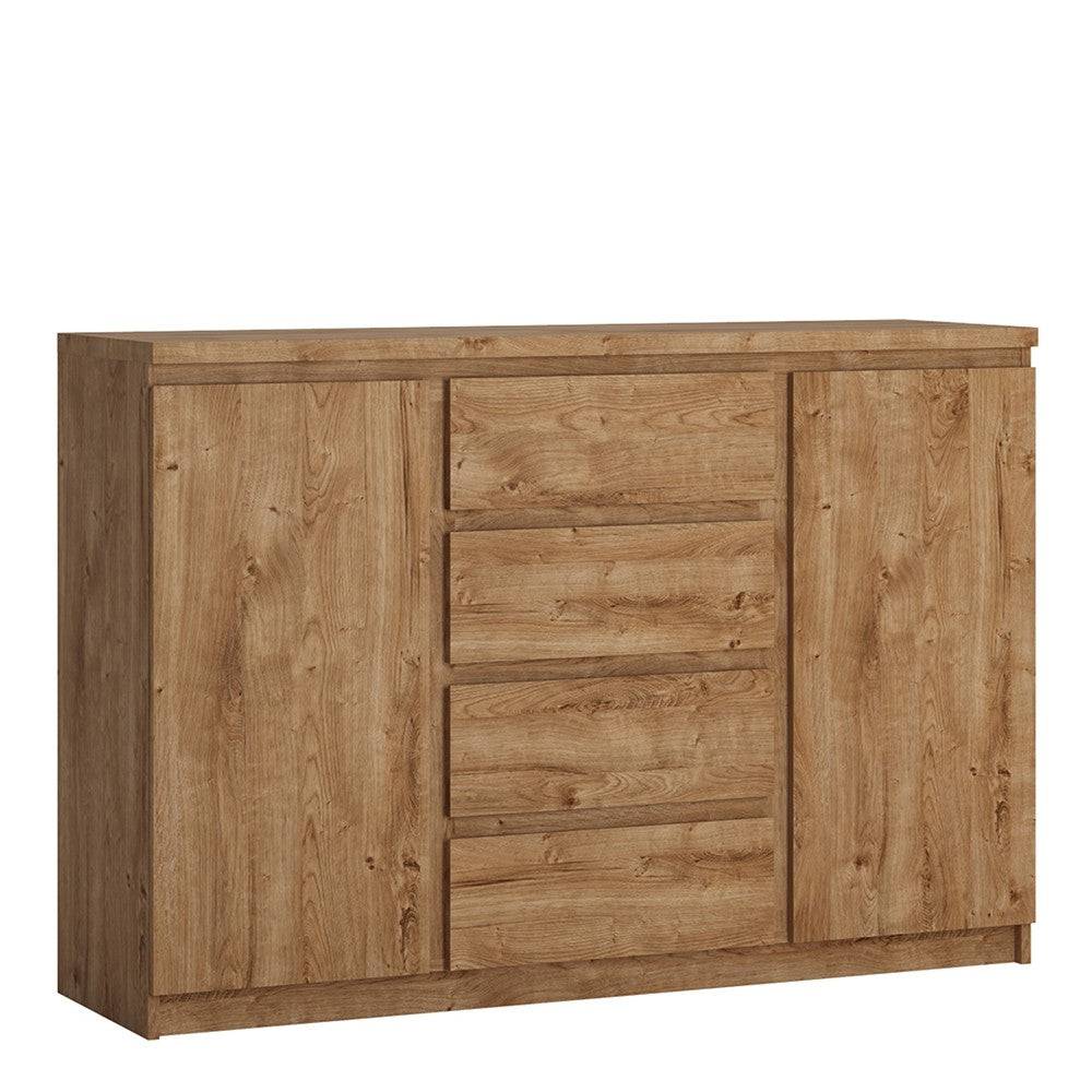 Fribo 2 Door 4 Drawer Sideboard Buffet Unit in Golden Oak (Small) - Price Crash Furniture