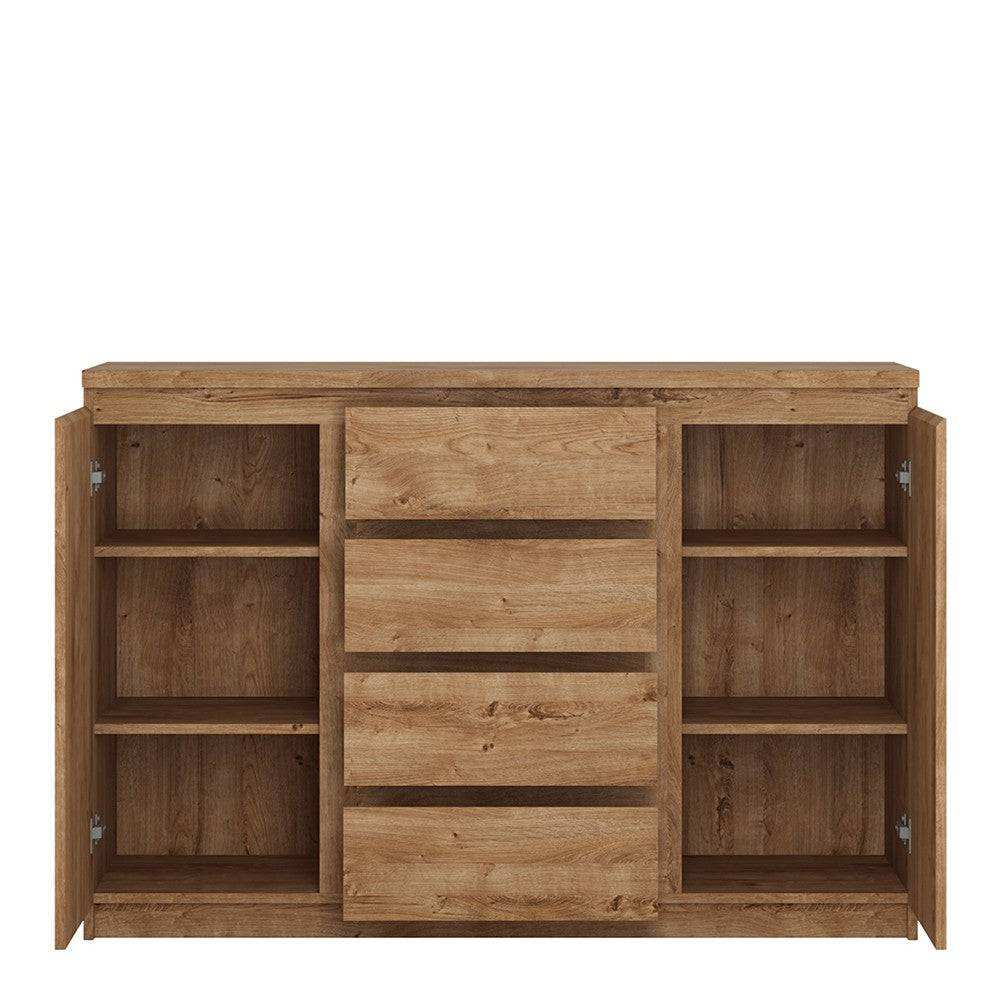 Fribo 2 Door 4 Drawer Sideboard Buffet Unit in Golden Oak (Small) - Price Crash Furniture