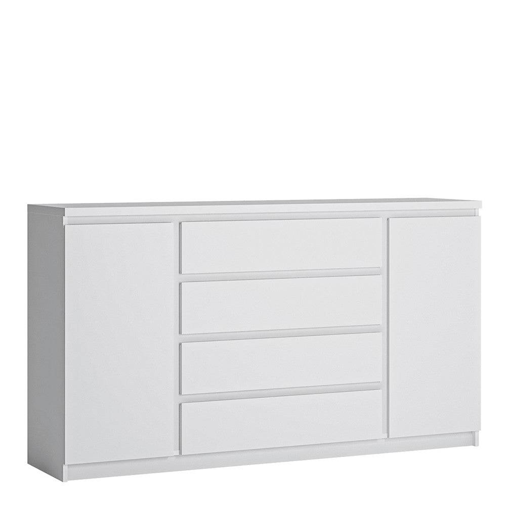 Fribo 2 Door 4 Drawer Sideboard Buffet Unit in White (Large) - Price Crash Furniture