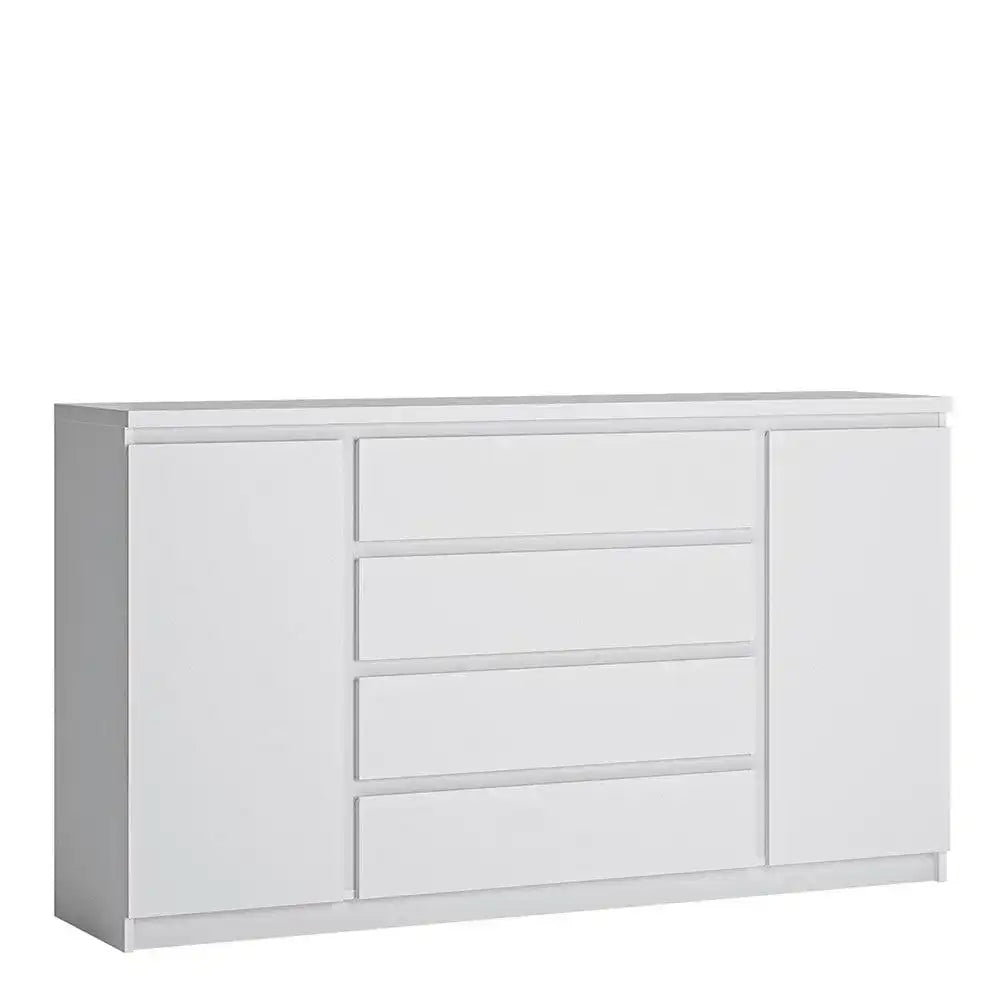 Fribo 2 Door 4 Drawer Sideboard Buffet Unit in White (Large) - Price Crash Furniture