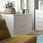 Fribo 2 Door 4 Drawer Sideboard Buffet Unit in White (Small) - Price Crash Furniture