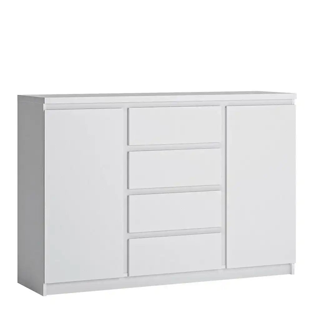 Fribo 2 Door 4 Drawer Sideboard Buffet Unit in White (Small) - Price Crash Furniture