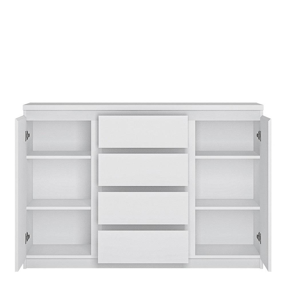 Fribo 2 Door 4 Drawer Sideboard Buffet Unit in White (Small) - Price Crash Furniture