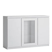 Fribo 3 Door Glazed Sideboard Buffet Unit in Alpine White - Price Crash Furniture
