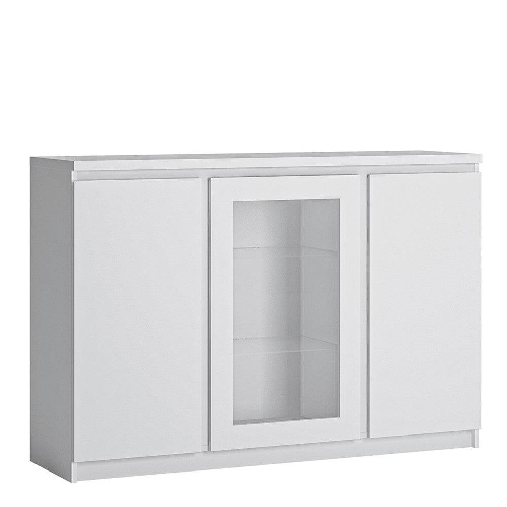 Fribo 3 Door Glazed Sideboard Buffet Unit in Alpine White - Price Crash Furniture
