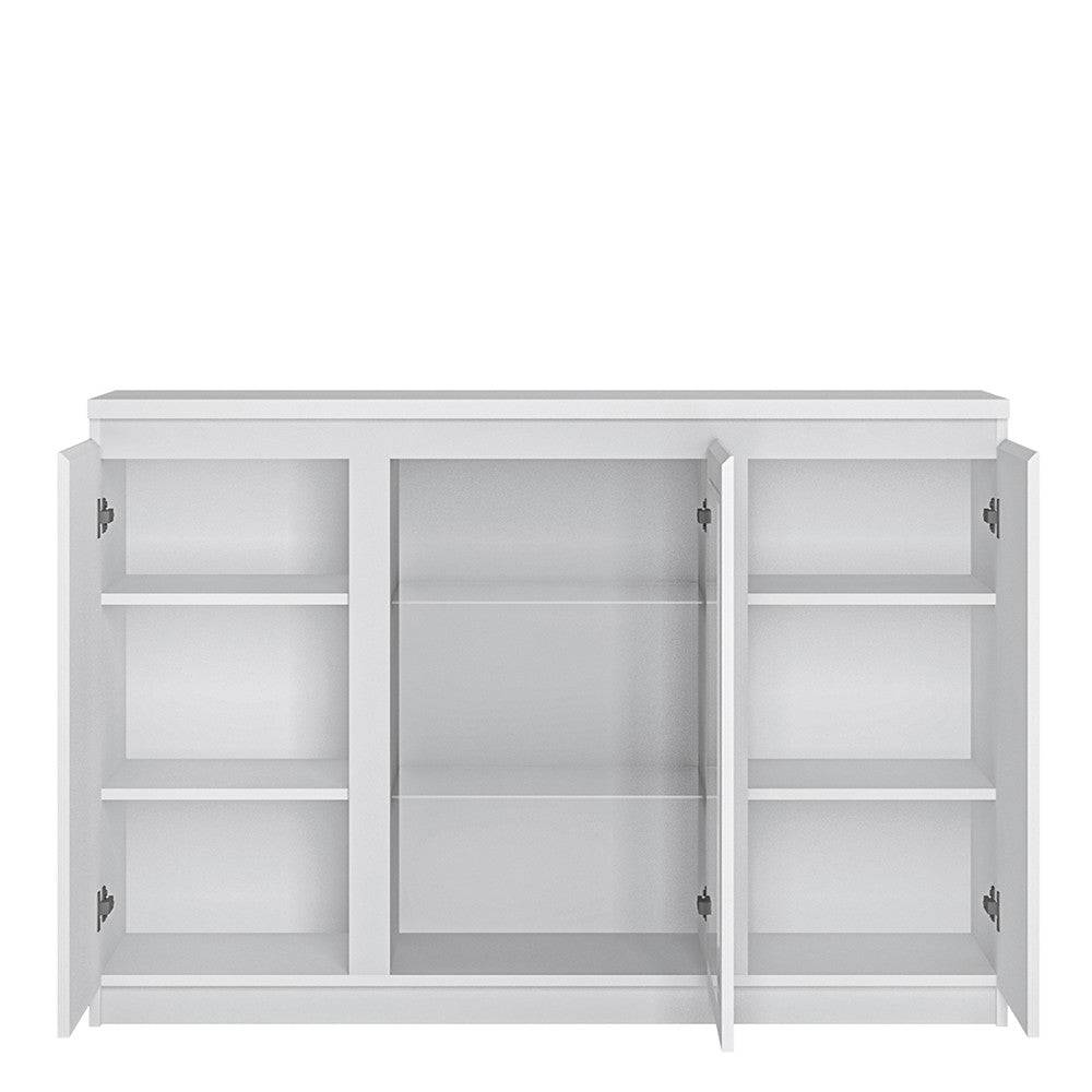 Fribo 3 Door Glazed Sideboard Buffet Unit in Alpine White - Price Crash Furniture