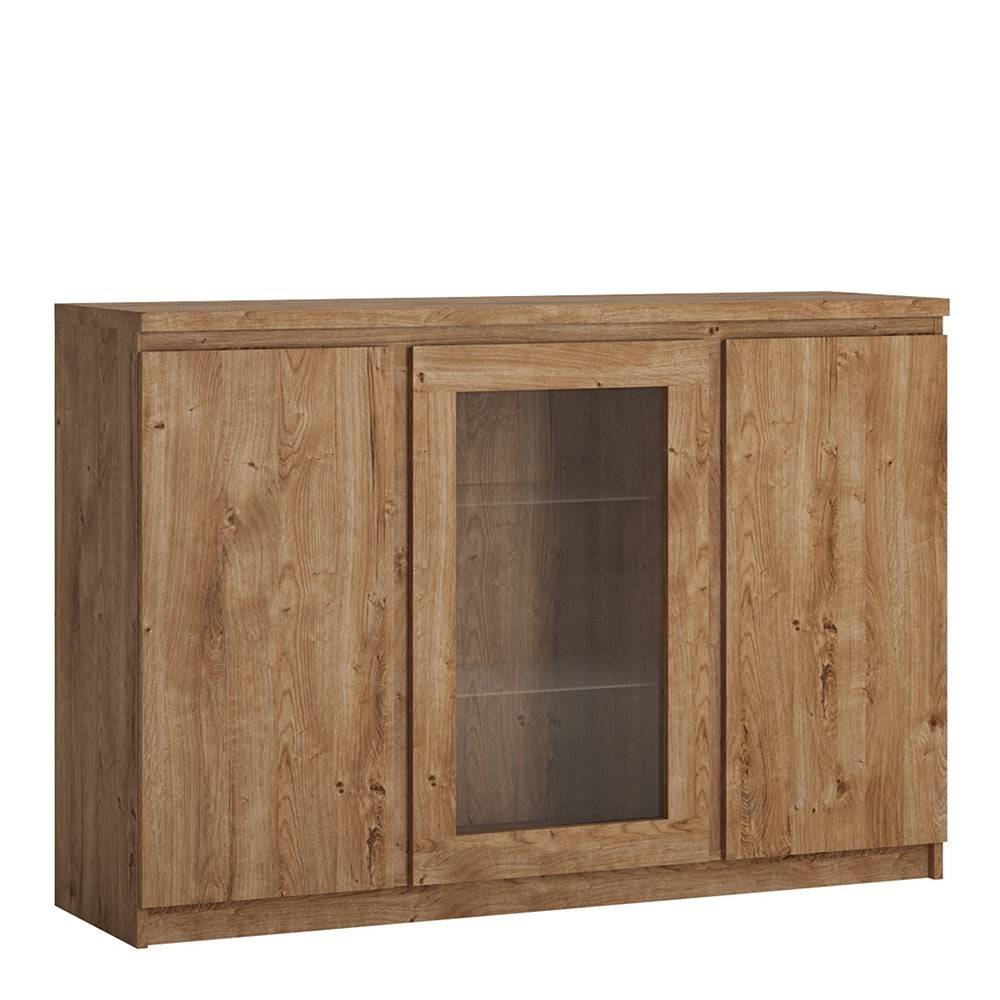 Fribo 3 Door Glazed Sideboard Buffet Unit in Golden Oak - Price Crash Furniture