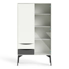 Fur China Cabinet 1 Door + 1 Glass Door + 2 Drawers in Grey and White - Price Crash Furniture