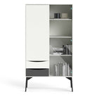 Fur China Cabinet 1 Door + 1 Glass Door + 2 Drawers in Grey and White - Price Crash Furniture