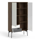 Fur China Cabinet 1 door + 1 Glass Door + 2 Drawers in Grey, White and Walnut - Price Crash Furniture