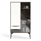 Fur China Cabinet 1 door + 1 Glass Door + 2 Drawers in Grey, White and Walnut - Price Crash Furniture