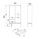 Fur China Cabinet 1 door + 1 Glass Door + 2 Drawers in Grey, White and Walnut - Price Crash Furniture