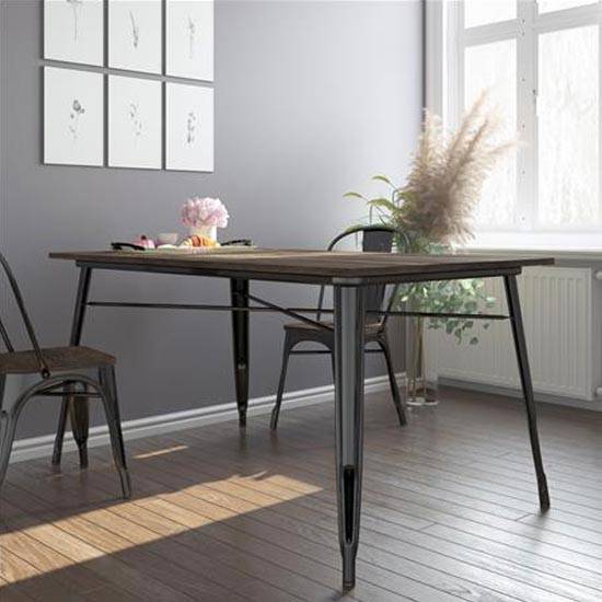 Fusion 150cm Metal Rectangular Dining Table in Black by Dorel - Price Crash Furniture