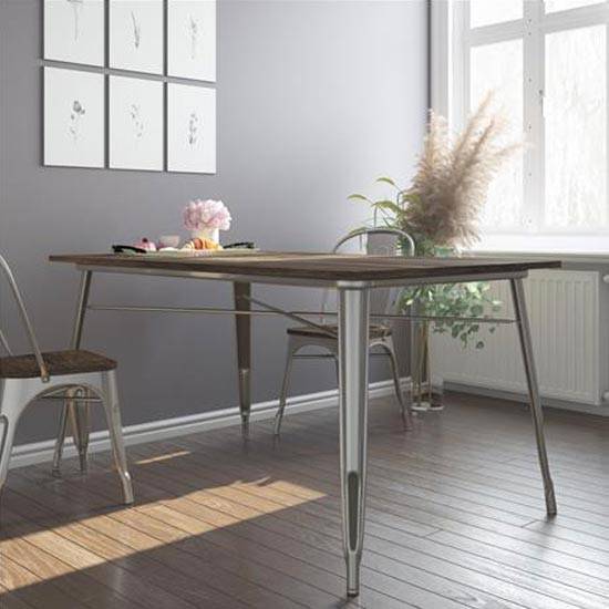 Fusion 150cm Rectangular Dining Table in Antique Gun Metal by Dorel - Price Crash Furniture