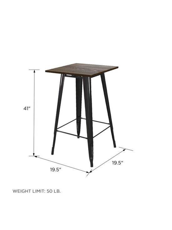 Fusion 60cm Metal Square Bar Table in Black by Dorel - Price Crash Furniture