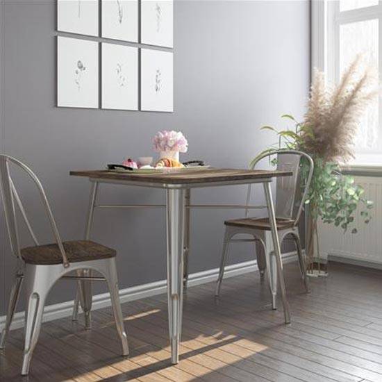 Fusion 80cm Metal Square Dining Table in Antique Gunmetal by Dorel - Price Crash Furniture