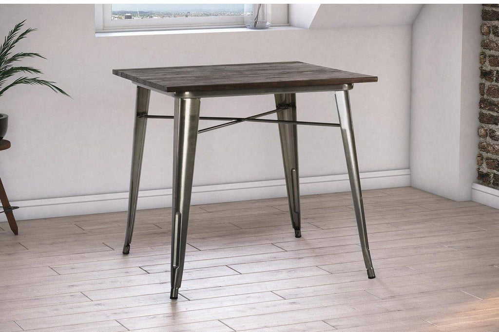 Fusion 80cm Metal Square Dining Table in Antique Gunmetal by Dorel - Price Crash Furniture