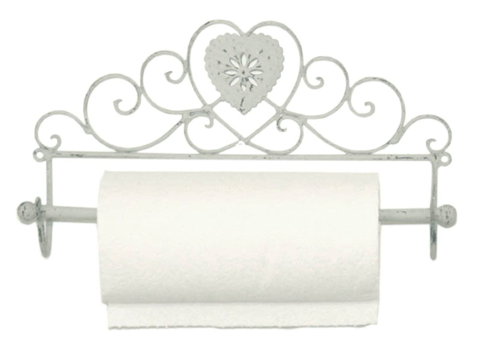 Grey Heart Wall Hanging Kitchen Roll Holder - Price Crash Furniture