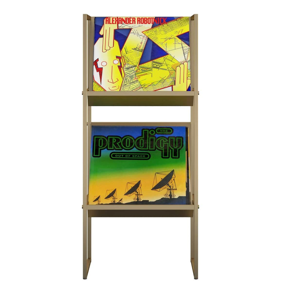 Helix Vinyl Record Storage Shelf in Gold by Dorel Novogratz - Price Crash Furniture