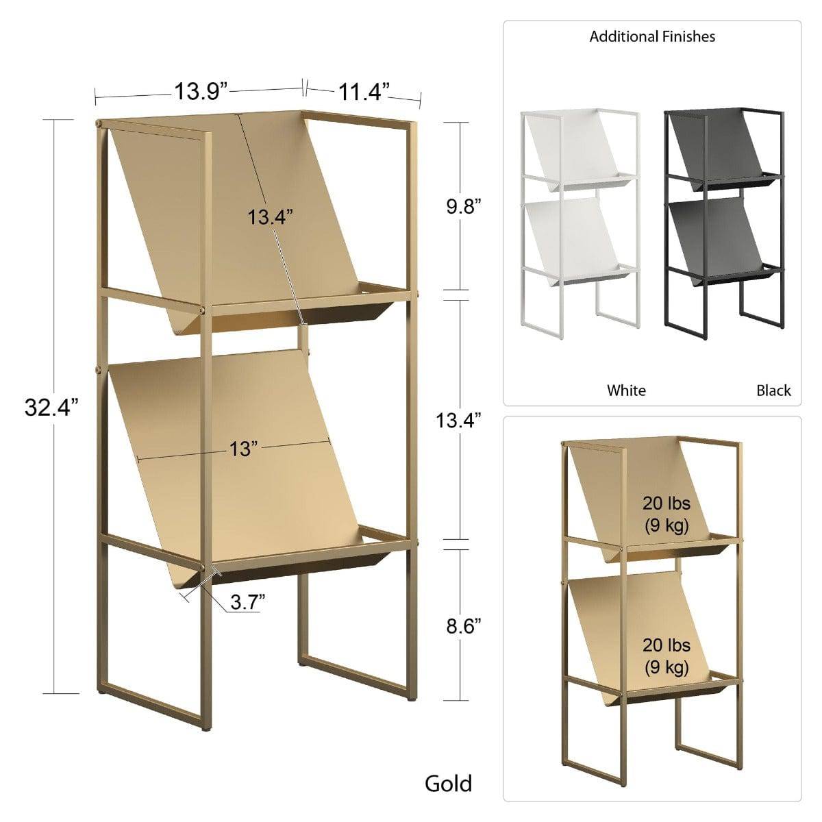 Helix Vinyl Record Storage Shelf in Gold by Dorel Novogratz - Price Crash Furniture