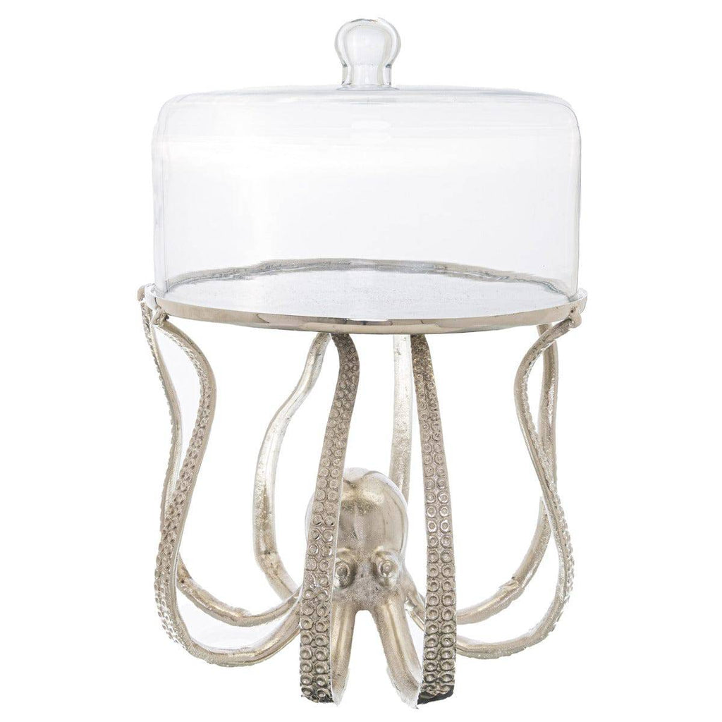 Large Silver Octopus Cake Stand Cloche - Price Crash Furniture