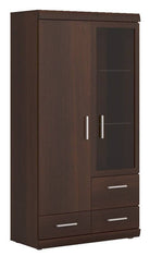 Imperial 2 Door 3 Drawer Glazed Display Cabinet In Dark Mahogany Melamine - Price Crash Furniture