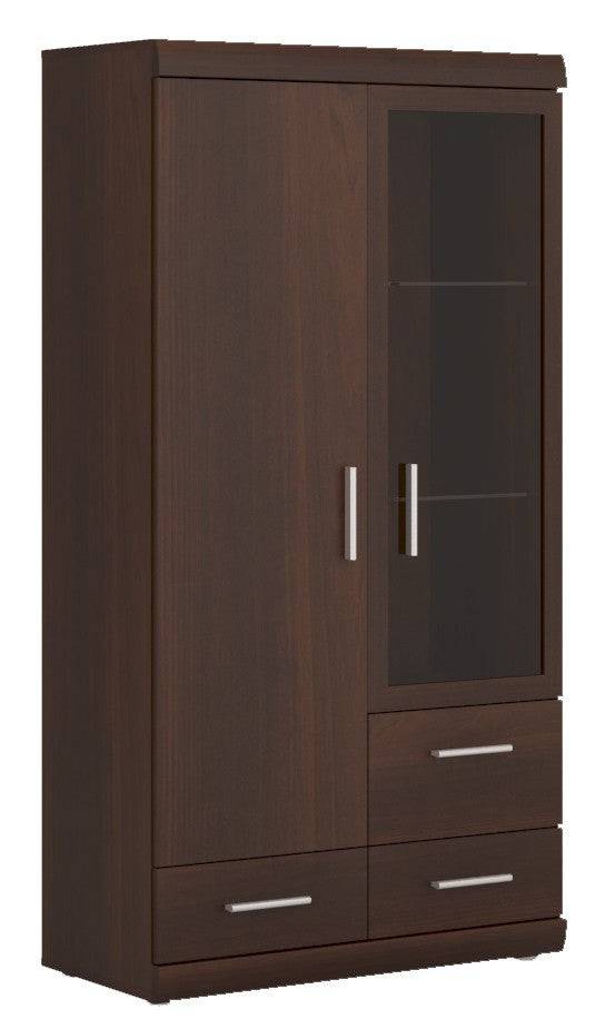 Imperial 2 Door 3 Drawer Glazed Display Cabinet In Dark Mahogany Melamine - Price Crash Furniture