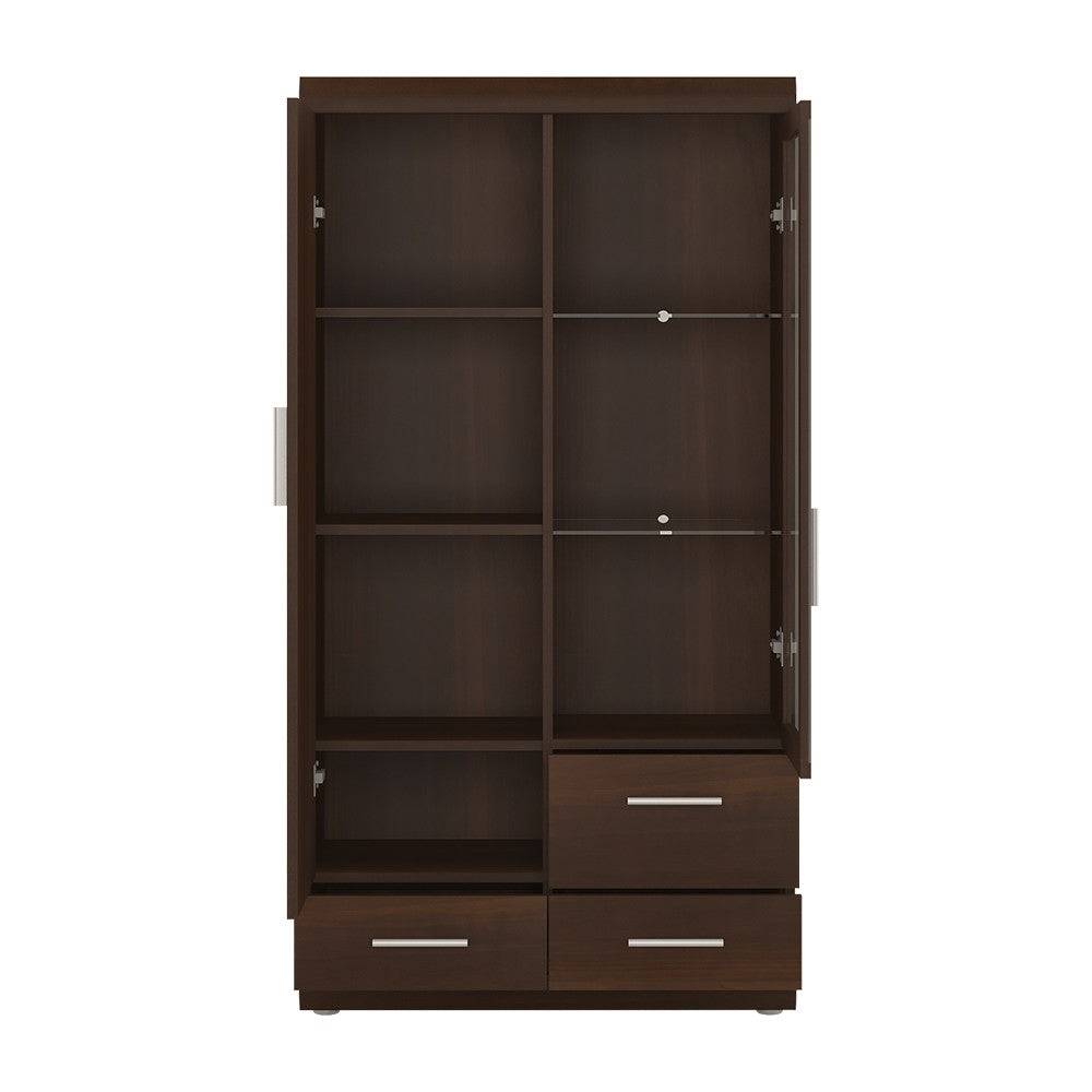 Imperial 2 Door 3 Drawer Glazed Display Cabinet In Dark Mahogany Melamine - Price Crash Furniture