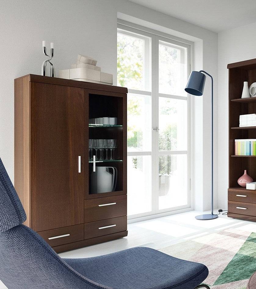 Imperial 2 Door 3 Drawer Glazed Display Cabinet In Dark Mahogany Melamine - Price Crash Furniture