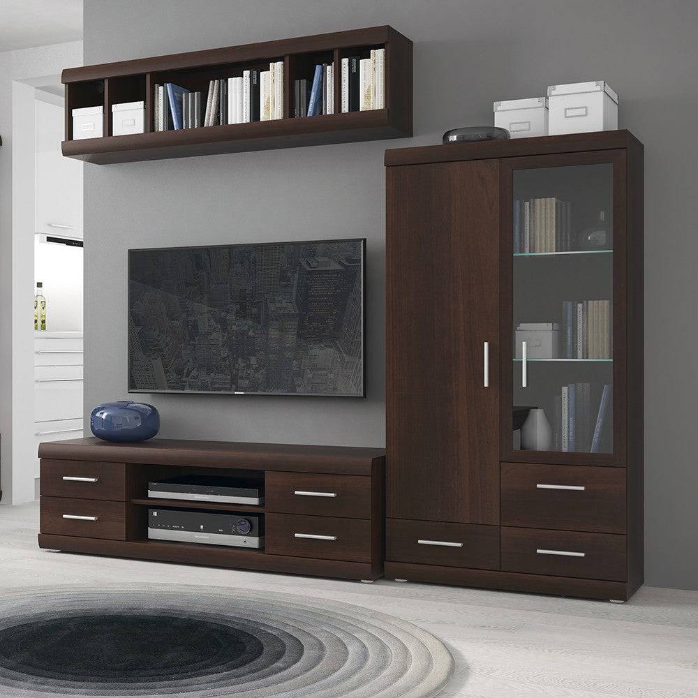 Imperial 2 Door 3 Drawer Glazed Display Cabinet In Dark Mahogany Melamine - Price Crash Furniture