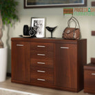 Imperial 2 Door 5 Drawer Sideboard In Dark Mahogany Melamine - Price Crash Furniture