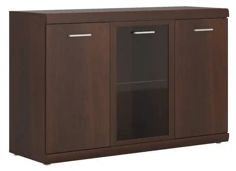 Imperial 3 Door Glazed Sideboard In Dark Mahogany Melamine - Price Crash Furniture