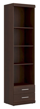 Imperial Tall 2 Drawer Narrow Cabinet with Open Shelving in Dark Mahogany Melamine - Price Crash Furniture