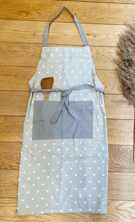 Kitchen Apron With A Grey Heart Print Design - Price Crash Furniture