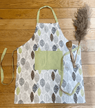 Kitchen Apron With Contemporary Green Leaf Print Design - Price Crash Furniture